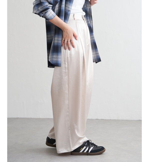 VENCE share style「サテンタックワイドパンツ」|デニム|