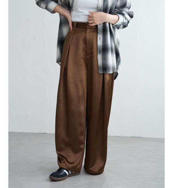 VENCE share style「サテンタックワイドパンツ」|デニム|