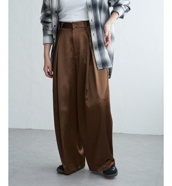 VENCE share style「サテンタックワイドパンツ」|デニム|