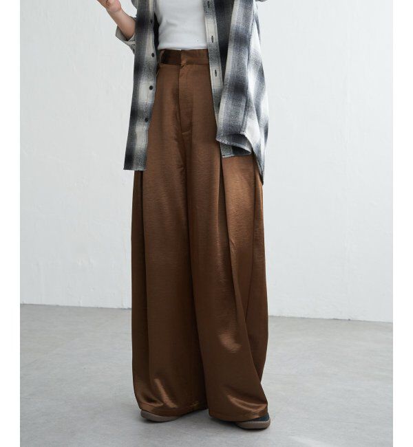 VENCE share style「サテンタックワイドパンツ」|デニム|