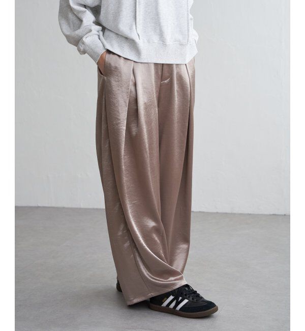 VENCE share style「サテンタックワイドパンツ」|デニム|