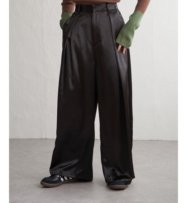 VENCE share style「サテンタックワイドパンツ」|デニム|