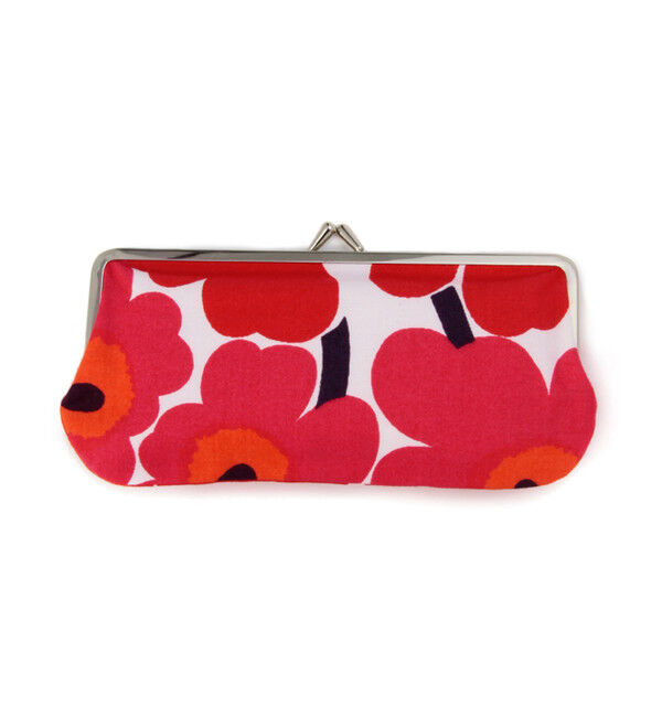 Marimekko「Mini Unikko / Silmalasikukkaro がま口ポーチ」|ポーチ|ホワイト&times;レッド