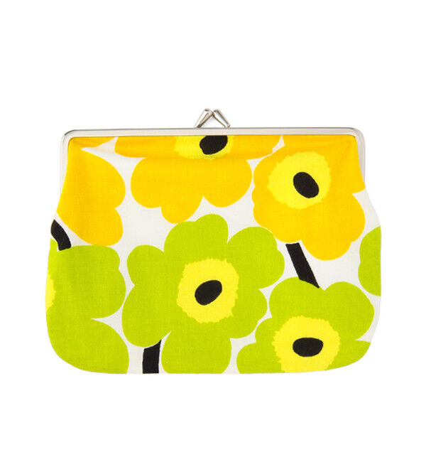 Marimekko「Unikko / Puolikas kukkaro がま口ポーチ」|ポーチ|ホワイト&times;イエロー