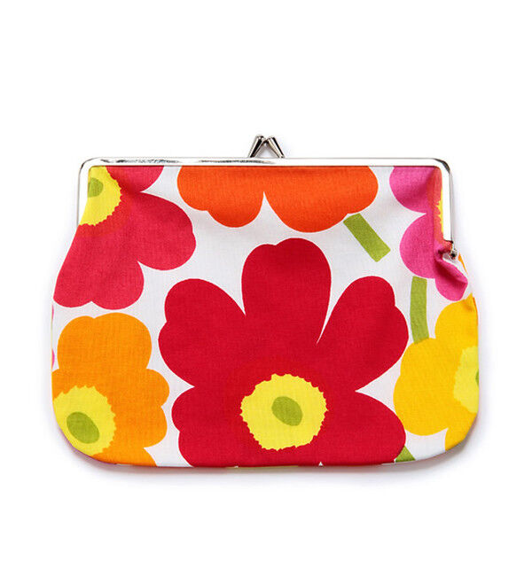 Marimekko「Unikko / Puolikas kukkaro がま口ポーチ」|ポーチ|ホワイト&times;ピンク