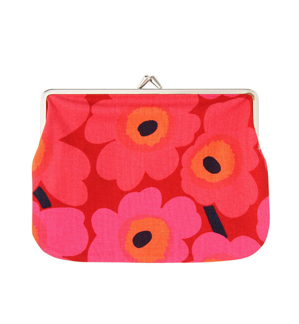 Marimekko「Unikko / Puolikas kukkaro がま口ポーチ」|ポーチ|ピンク&times;レッド