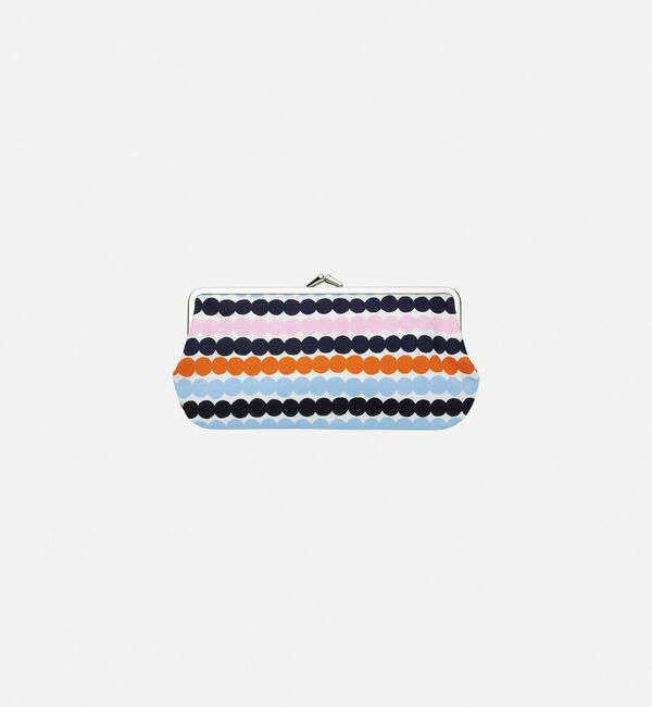Marimekko「Mini Rasymatto Silmalasikukkaro がま口ポーチ」|ポーチ|ﾋﾟﾝｸ&times;ｵﾚﾝｼﾞ&times;ﾗｲﾄﾌﾞﾙｰ
