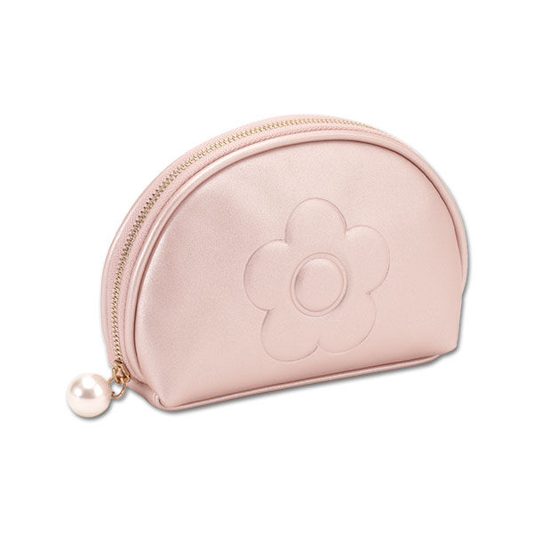 MARY QUANT「エンボスデイジーパール ラウンドポーチ」|ポーチ|パールピンク