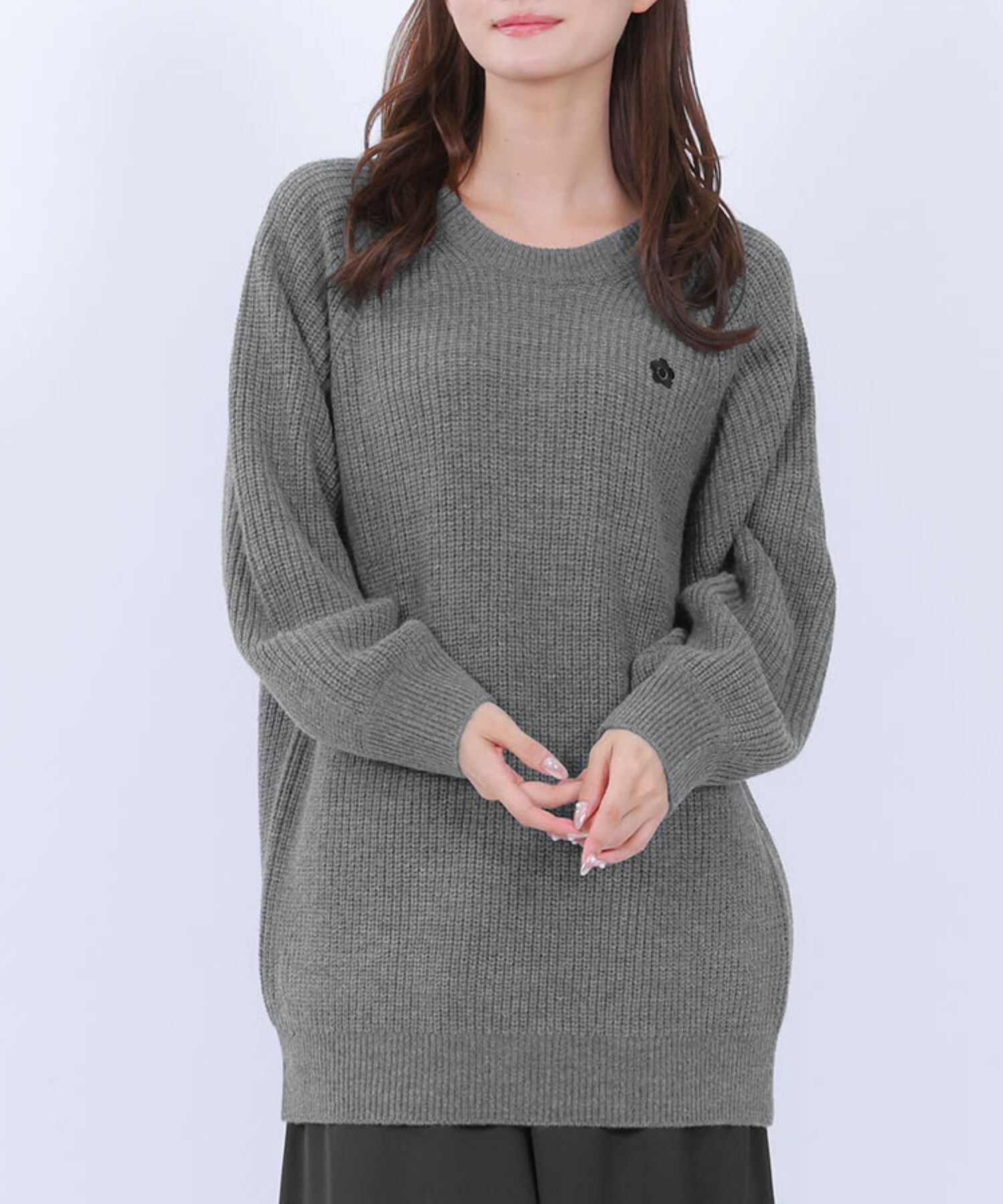 MARY QUANT「畦編みイージーニット プルオーバー」|ニット・セーター|グレー