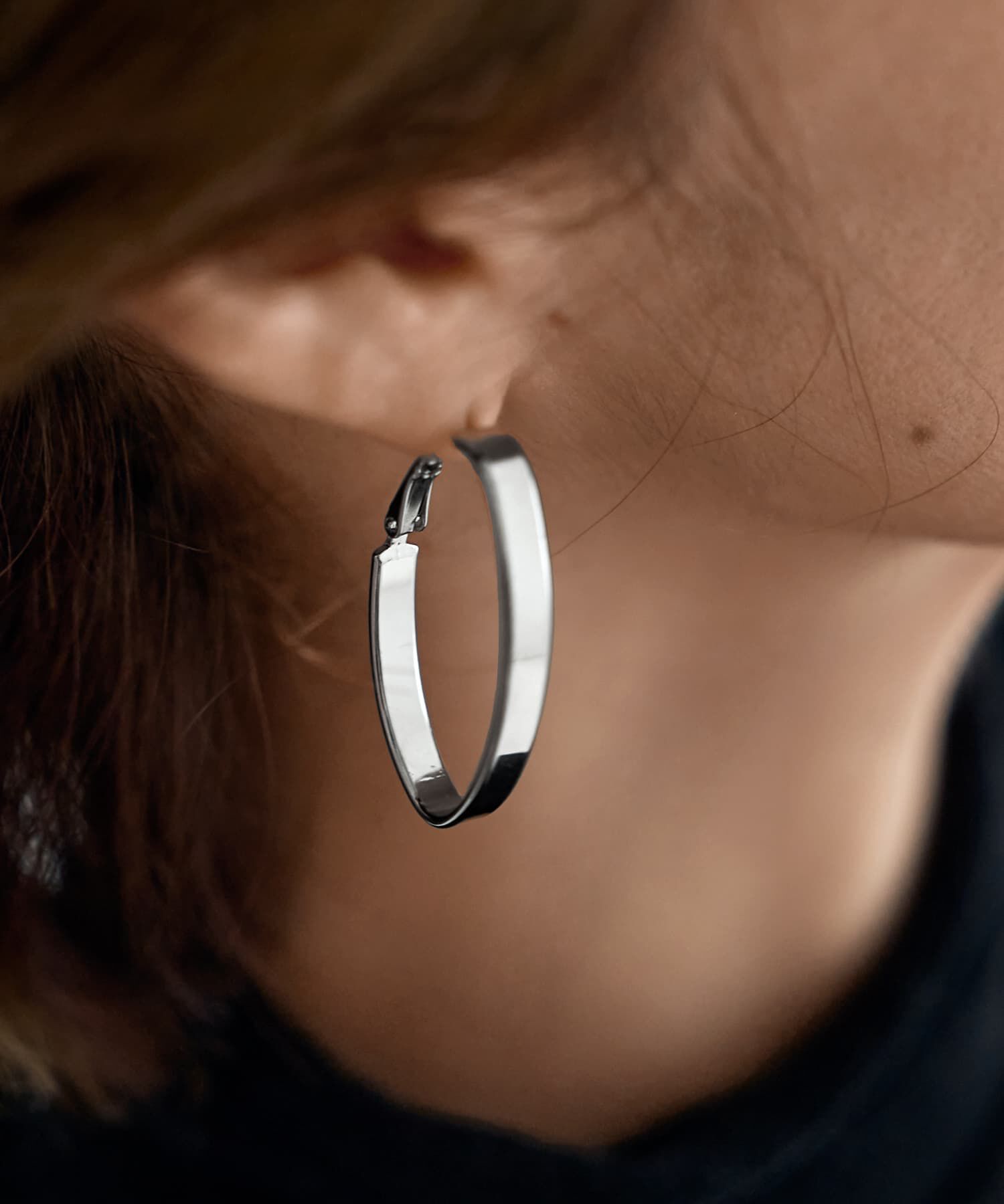 STYLE DELI「オーバル平打ちフープピアス」|ピアス|シルバー