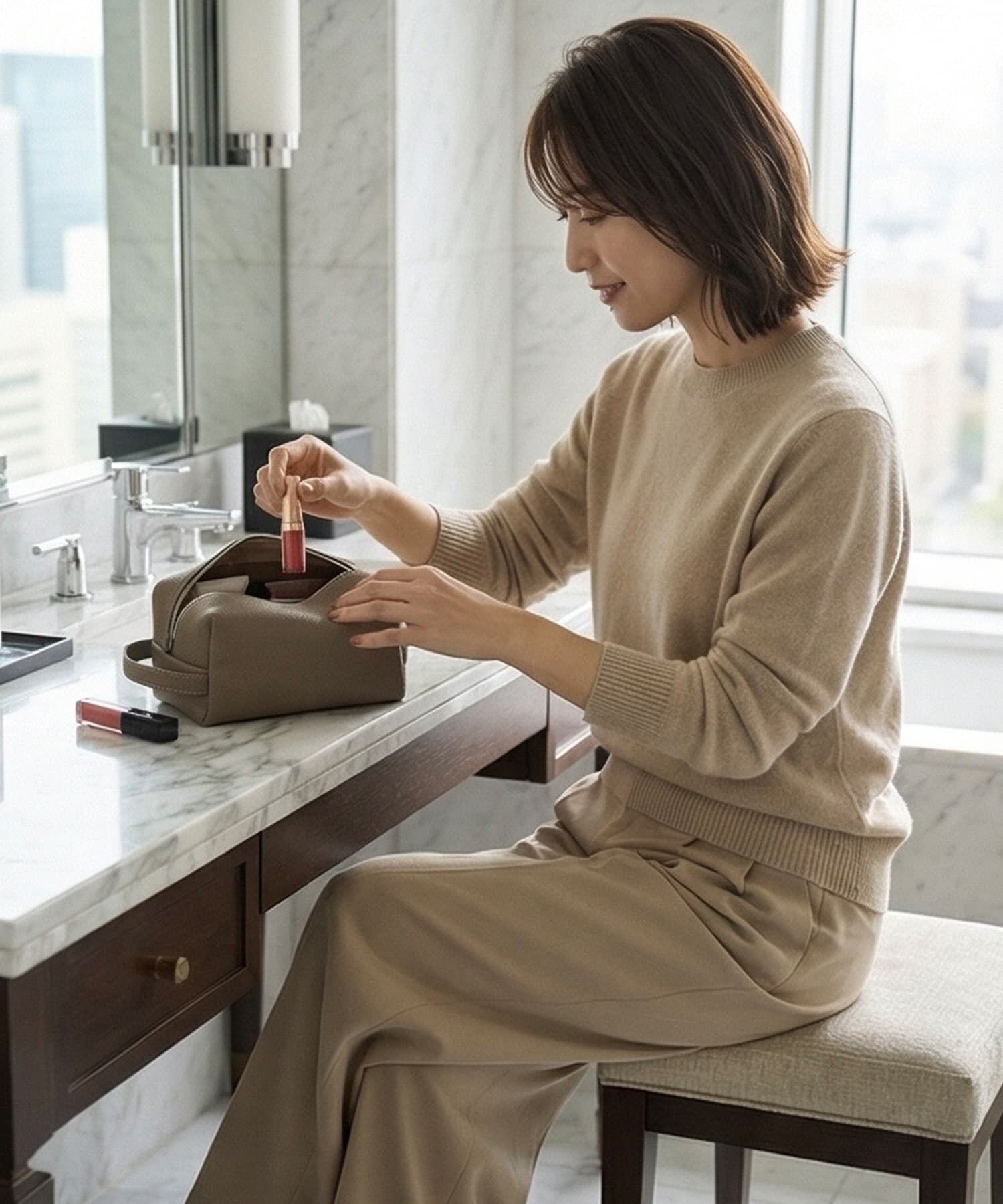 STYLE DELI「【DELI by】リアルレザーポータブルコスメポーチ」|ポーチ|