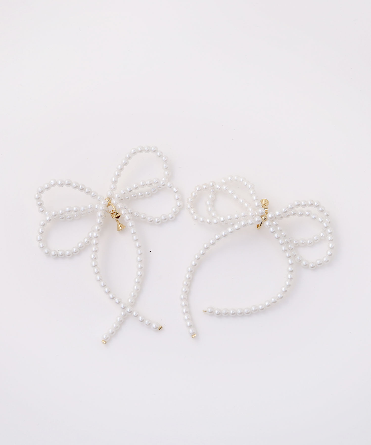  「ボリュームパールリボンイヤリング」|イヤリング|