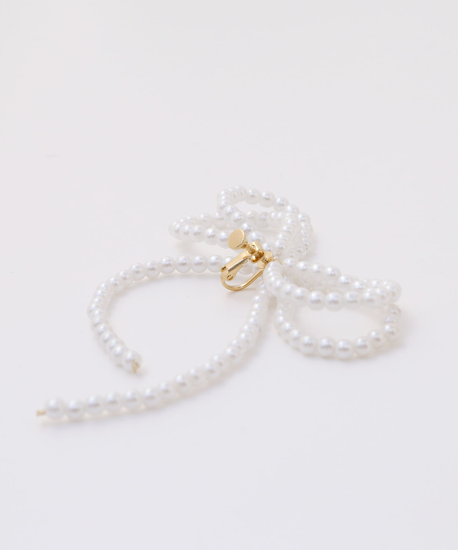  「ボリュームパールリボンイヤリング」|イヤリング|