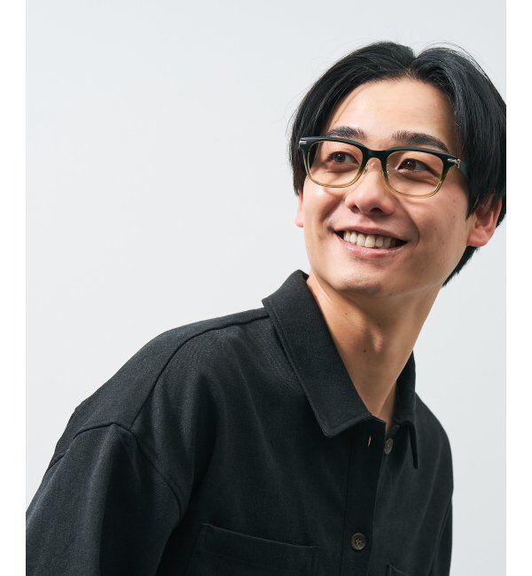  「ウェリントン型 メガネ | レザー調 ラバーテンプル ズレ落ち防止 メンズ ビジネス レンズ交換券付」|メガネ|