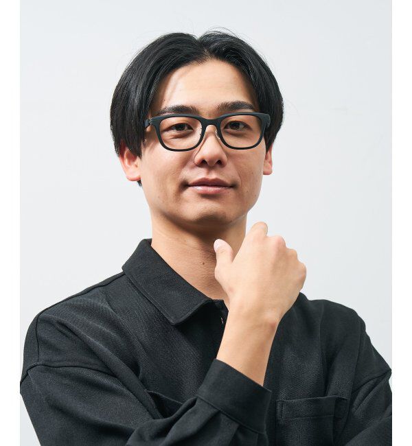  「ウェリントン型 メガネ | レザー調 ラバーテンプル ズレ落ち防止 メンズ ビジネス レンズ交換券付」|メガネ|