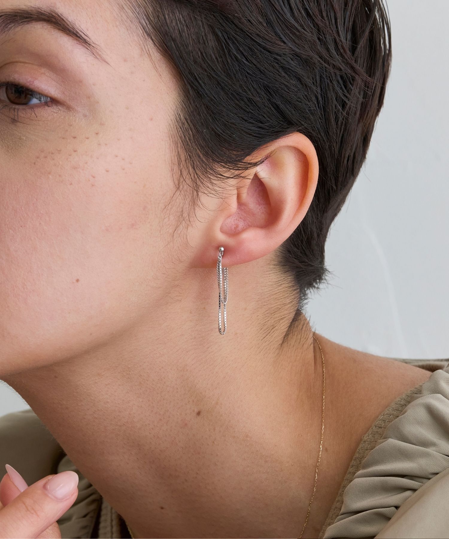 JUPITER「【SV】ベネチアンチェーンフープイヤリング/金属アレルギー対応/ニッケルフリー　シルバー」|イヤリング|