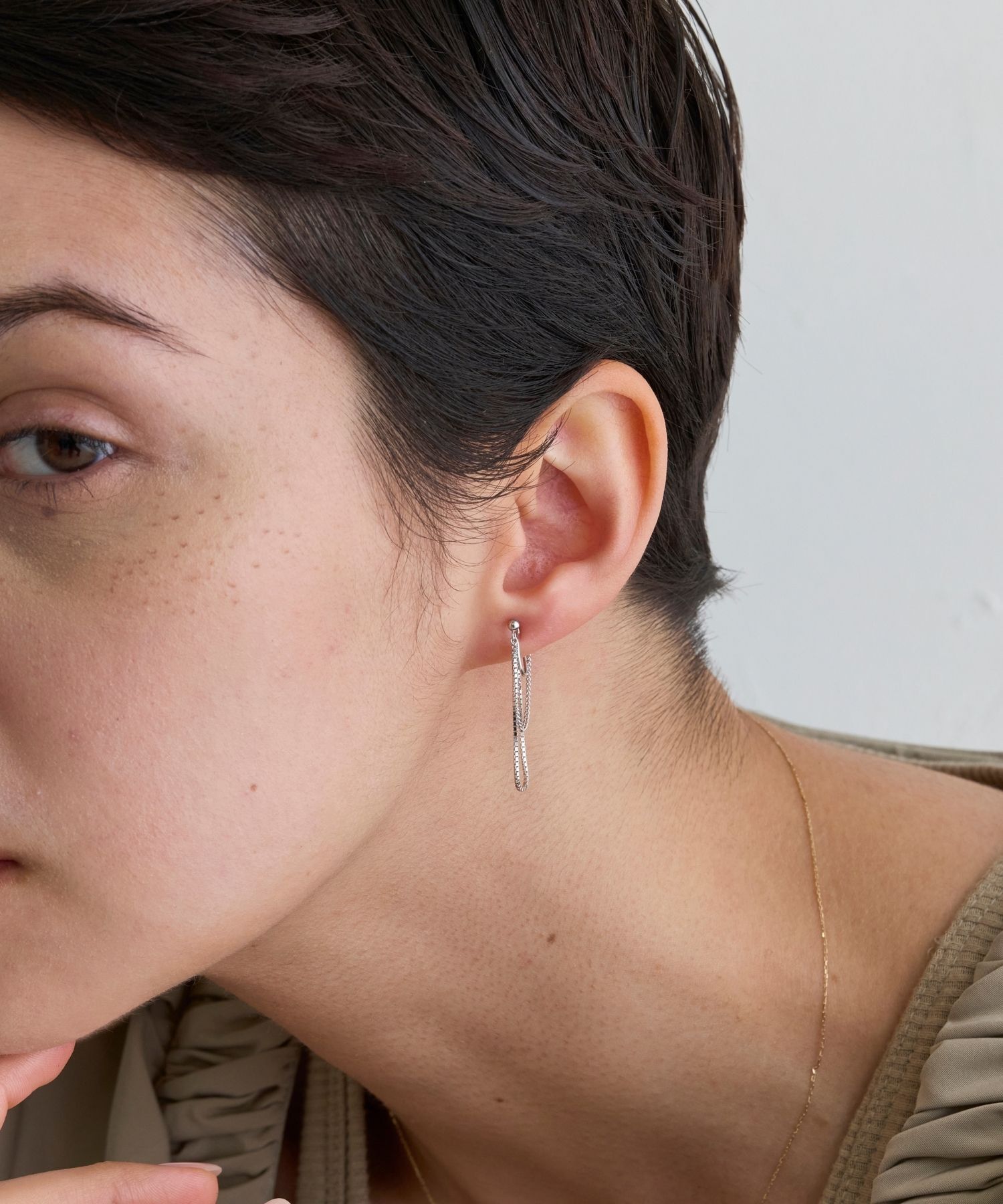 JUPITER「【SV】ベネチアンチェーンフープイヤリング/金属アレルギー対応/ニッケルフリー　シルバー」|イヤリング|