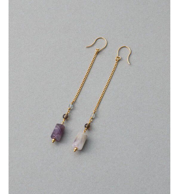 ete「ナチュラルストーン チューブカット ピアス」|ピアス|