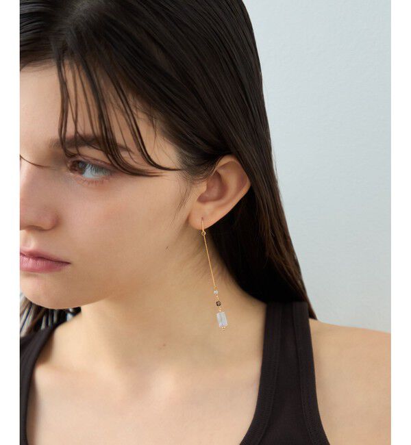 ete「ナチュラルストーン チューブカット ピアス」|ピアス|