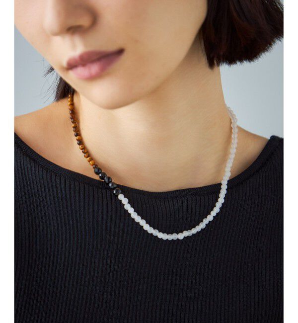 Jouete「[ジェム] ネックレス ブラックカルセドニー&times;タイガーアイ&times;クォーツ」|ネックレス|