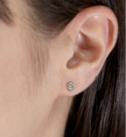  「ダイヤモンド ラウンド ピアス | K10YG」|ピアス|