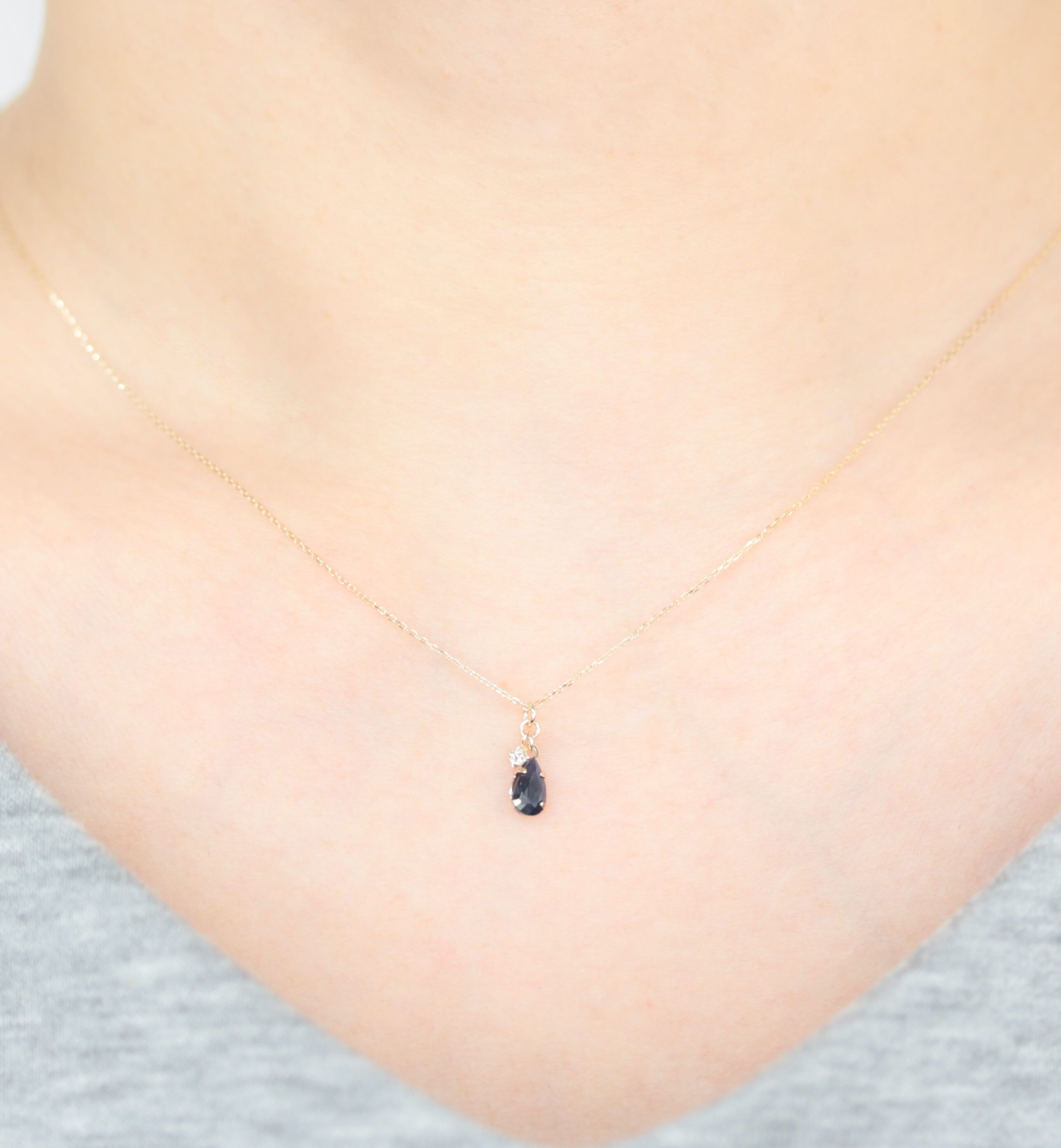  「サファイア / ダイヤモンド ネックレス | K10YG」|ネックレス|