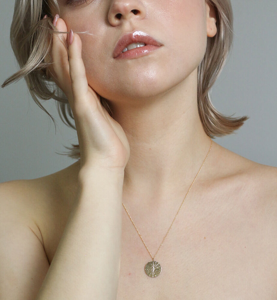  「ダイヤモンド コイン ネックレス L | K10YG」|ネックレス|