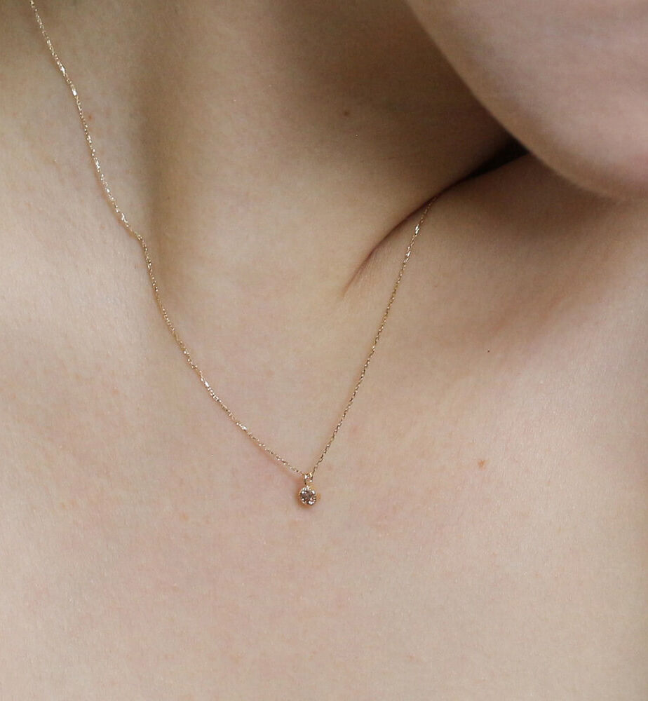  「一石 シャンパンダイヤモンド 0.1ct ネックレス | K10YG」|ネックレス|