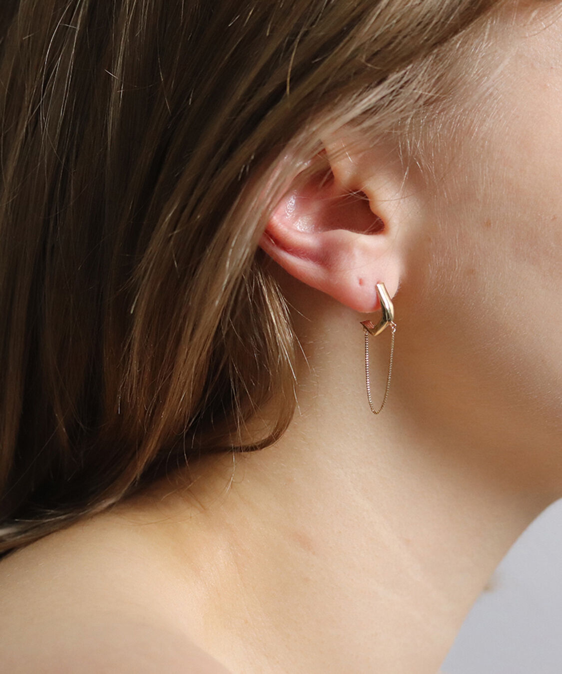  「ゴールド チェーン ピアス | K10YG」|ピアス|