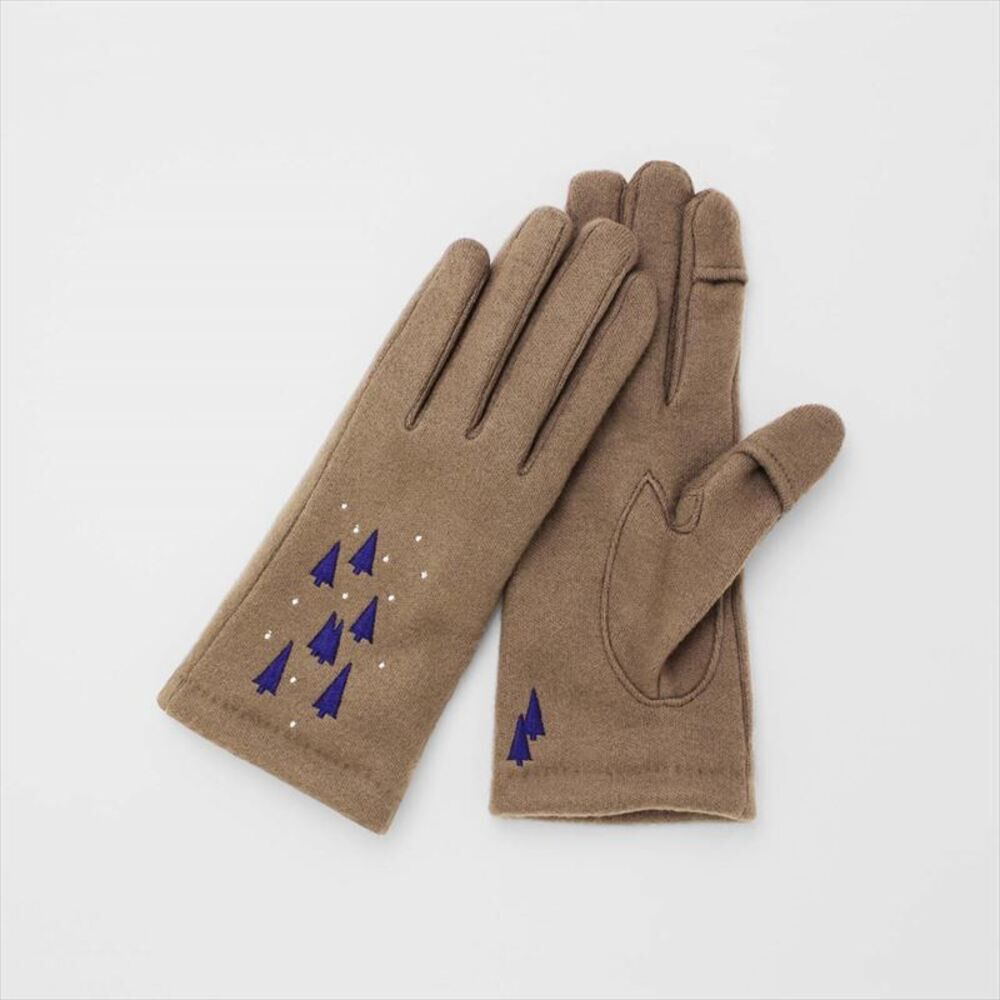 BACKYARD FAMILY「クロダ 手袋 レディース 通販 グローブ 手ぶくろ 暖かい かわいい 刺繍 スマートフォン対応」|手袋|ブラウン1