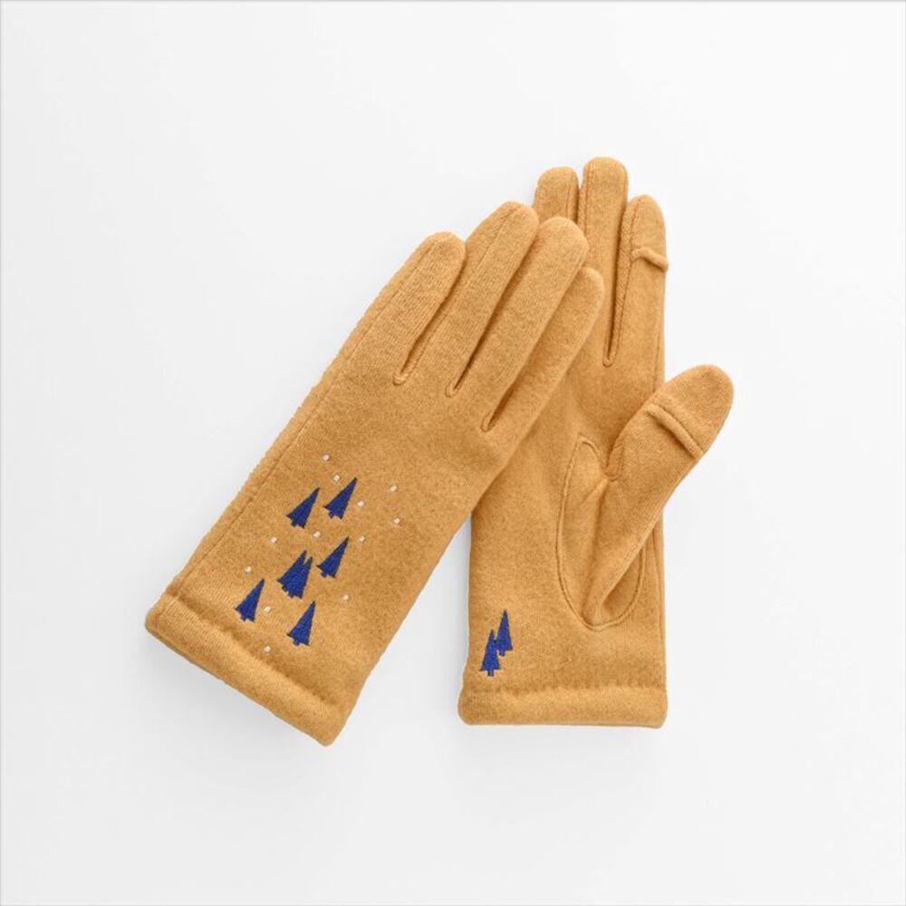 BACKYARD FAMILY「クロダ 手袋 レディース 通販 グローブ 手ぶくろ 暖かい かわいい 刺繍 スマートフォン対応」|手袋|イエロー1