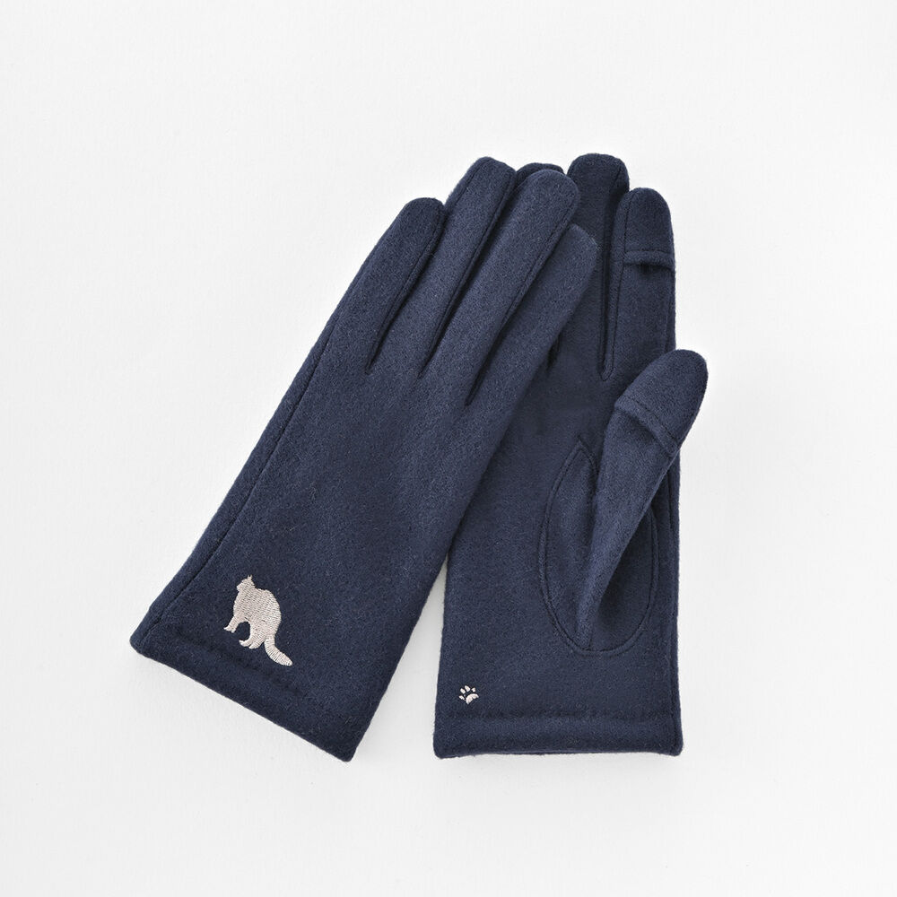 BACKYARD FAMILY「クロダ 手袋 レディース 通販 グローブ 手ぶくろ 暖かい かわいい ねこ スマートフォン対応」|手袋|ブルー1