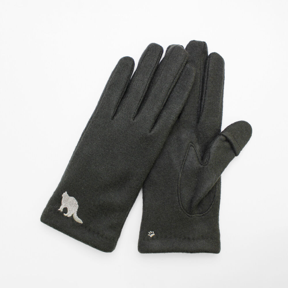 BACKYARD FAMILY「クロダ 手袋 レディース 通販 グローブ 手ぶくろ 暖かい かわいい ねこ スマートフォン対応」|手袋|グレー1