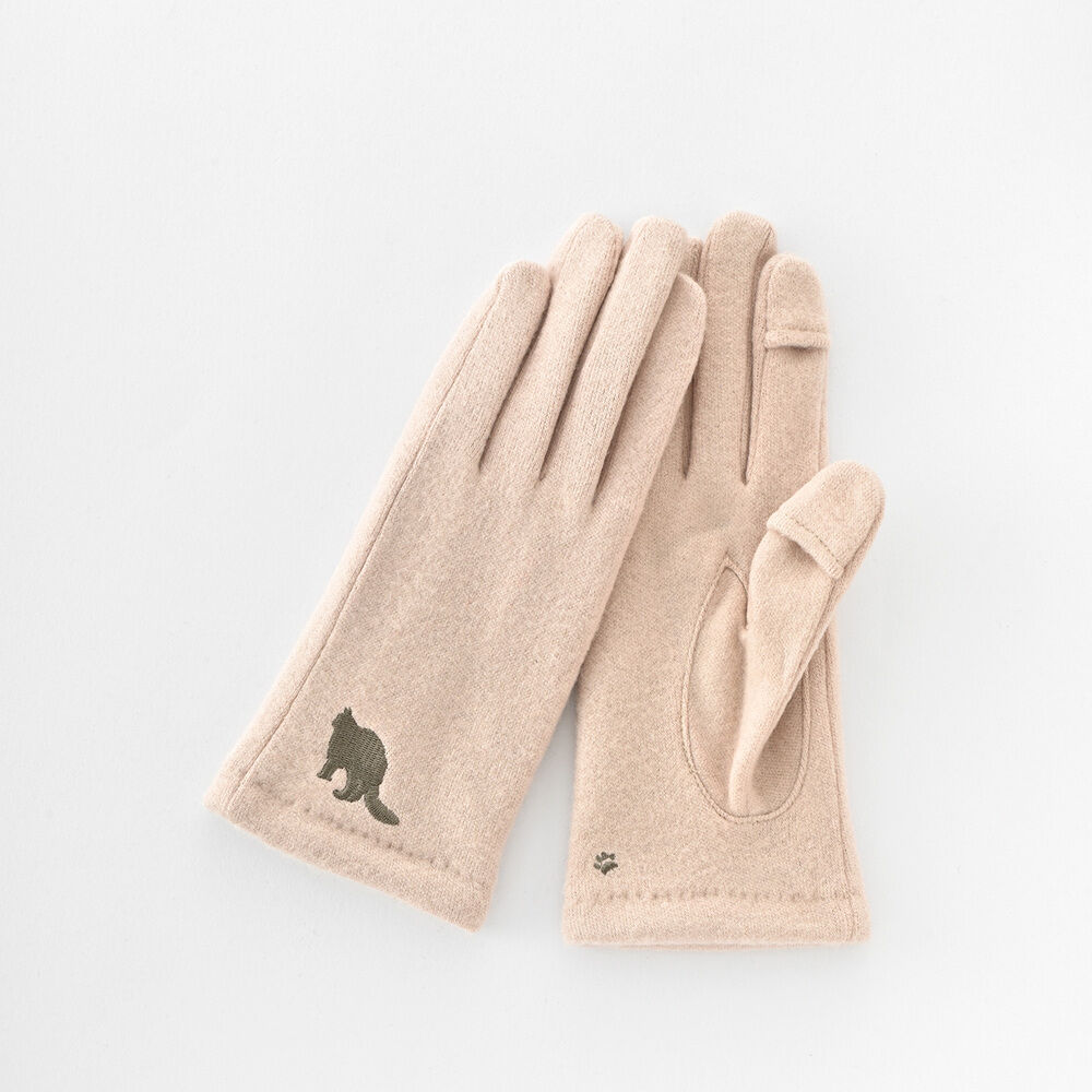 BACKYARD FAMILY「クロダ 手袋 レディース 通販 グローブ 手ぶくろ 暖かい かわいい ねこ スマートフォン対応」|手袋|ベージュ1