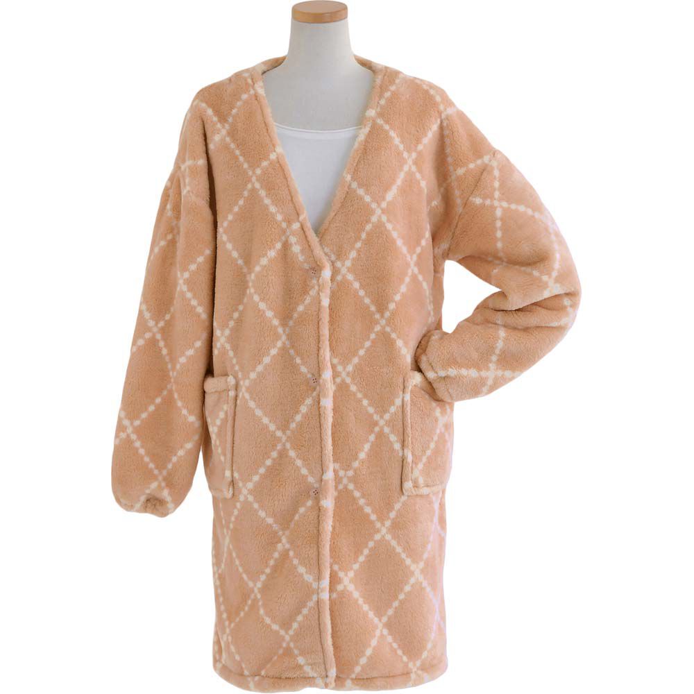 BACKYARD FAMILY「Lebois ルボア 着る毛布 レディース 通販 ルームウェア カーディガン 部屋着 ボア 裏起毛」|ルームウェア|ベージュ1
