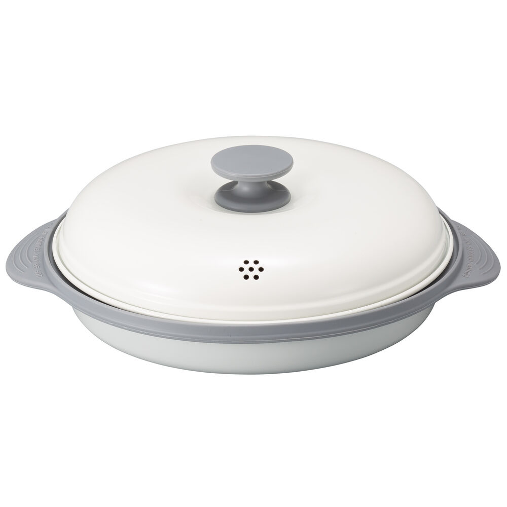 BACKYARD FAMILY「電子レンジ 調理器 通販 COPAN レンジグリル グリルパン フタ付き 鍋 なべ 魚焼き 焼き魚」|食器・キッチングッズ|ホワイト1