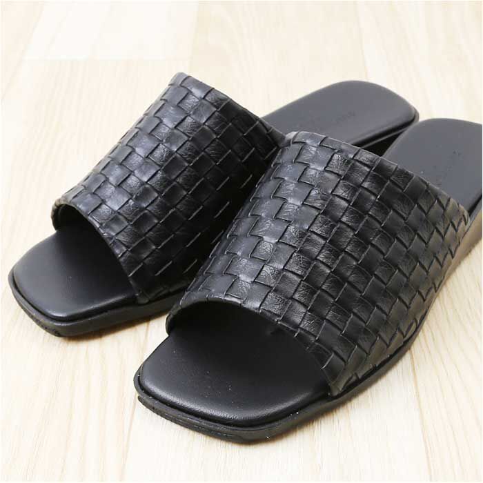 BACKYARD FAMILY「M+home サンダル スリッパ 通販 外履き つっかけ 前あきスリッパ 抗菌 型押しレザー」|サンダル|