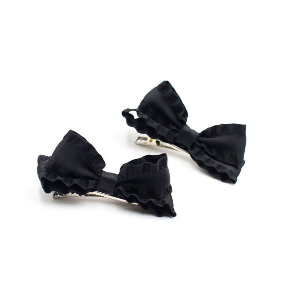 BACKYARD FAMILY「ヘアクリップ リボン 小さめ 2個セット 通販 ヘア クリップ ヘアピン 髪飾り 髪留め キッズ」|その他|ブラック1