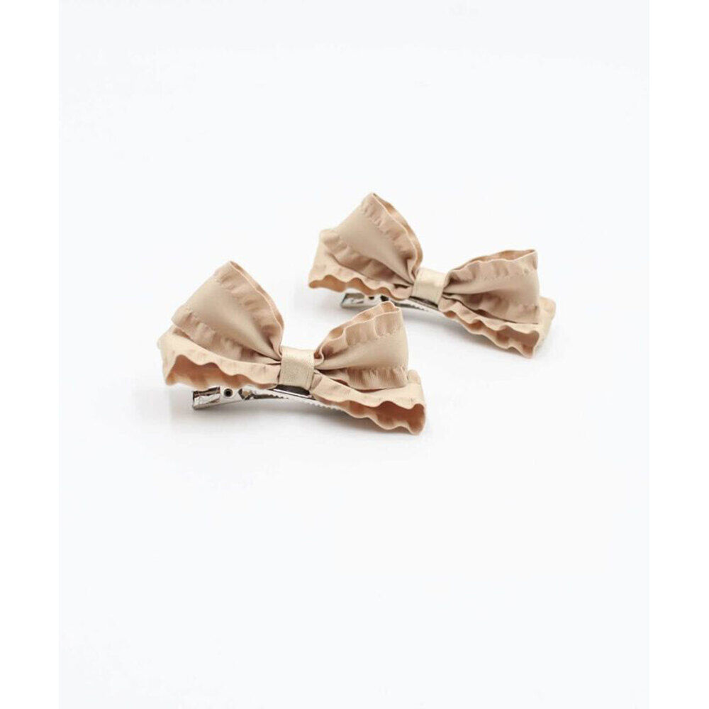 BACKYARD FAMILY「ヘアクリップ リボン 小さめ 2個セット 通販 ヘア クリップ ヘアピン 髪飾り 髪留め キッズ」|その他|ベージュ1