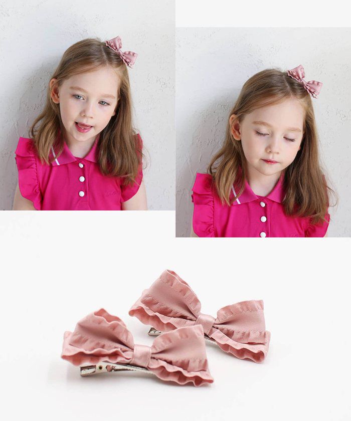 BACKYARD FAMILY「ヘアクリップ リボン 小さめ 2個セット 通販 ヘア クリップ ヘアピン 髪飾り 髪留め キッズ」|その他|