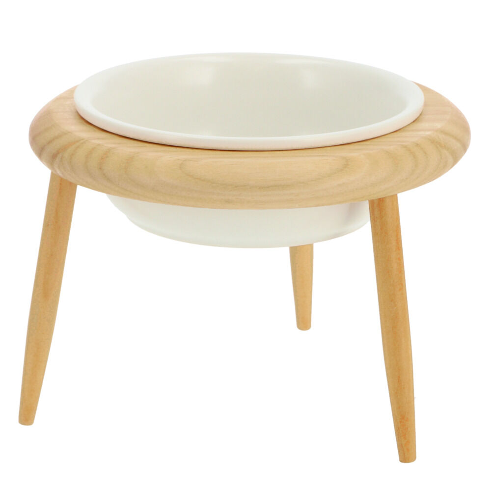 BACKYARD FAMILY「フードボウル 高さがある 通販 猫 犬 木製 陶器 高さ調整 フードボール フードスタンド」|その他|ホワイト1