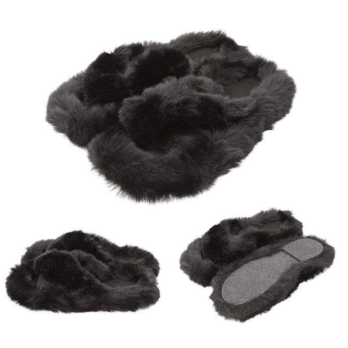 BACKYARD FAMILY「スリッパ おしゃれ 冬用 通販 ルームシューズ 冬 フェイク ファー レディース もこもこ」|ルームシューズ|