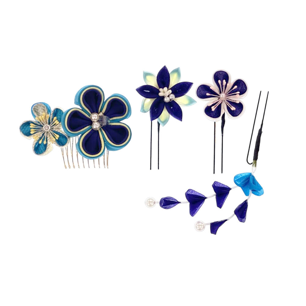 BACKYARD FAMILY「和装 髪飾り 通販 ヘアアクセサリー ヘアアクセ つまみ細工 へッドアクセサリー 着物」|その他|ブルー1
