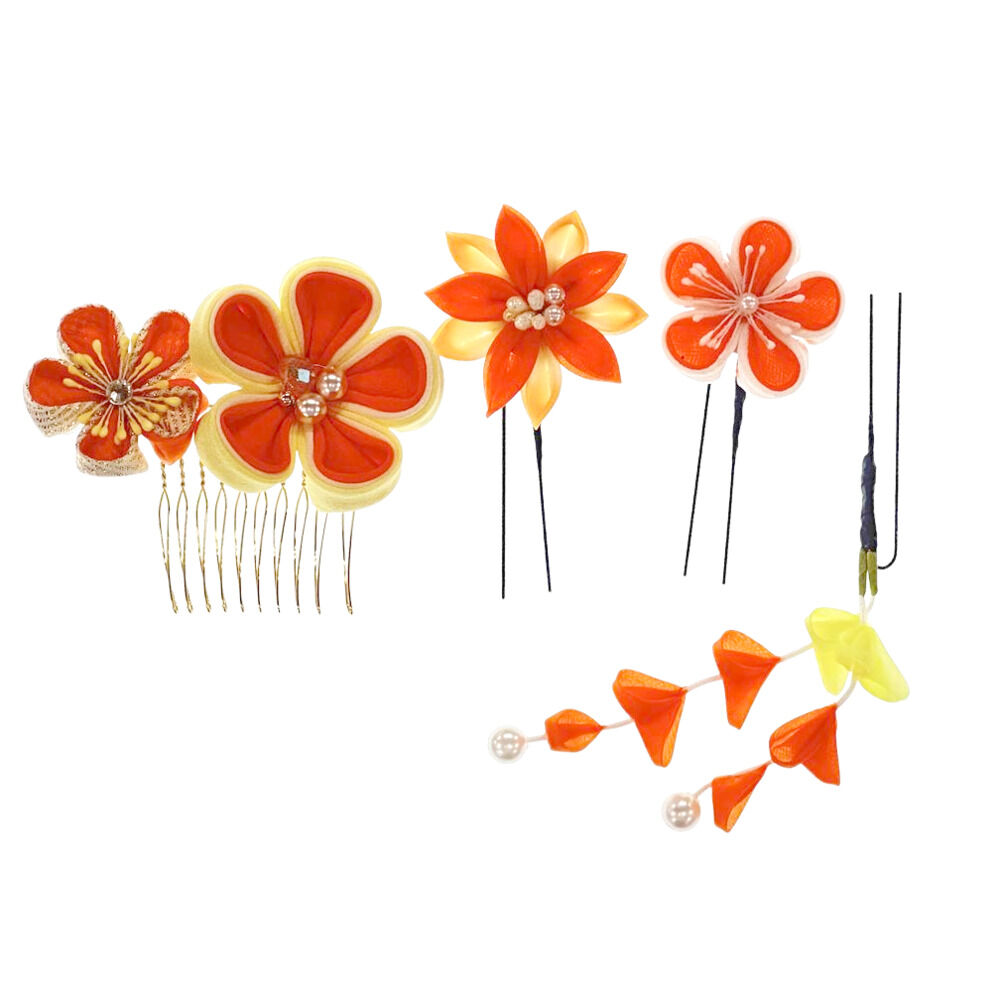 BACKYARD FAMILY「和装 髪飾り 通販 ヘアアクセサリー ヘアアクセ つまみ細工 へッドアクセサリー 着物」|その他|オレンジ1