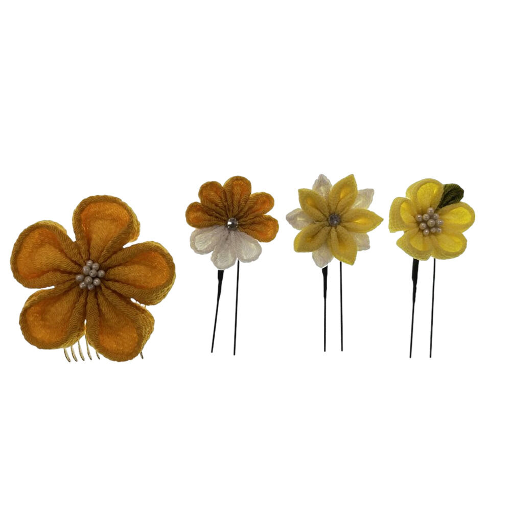 BACKYARD FAMILY「和装 髪飾り 通販 ヘアアクセサリー ヘアアクセ へッドアクセサリー つまみ細工 着物」|その他|イエロー1