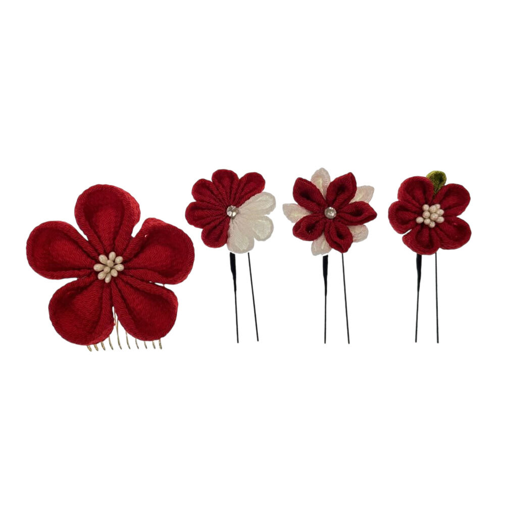 BACKYARD FAMILY「和装 髪飾り 通販 ヘアアクセサリー ヘアアクセ へッドアクセサリー つまみ細工 着物」|その他|レッド1