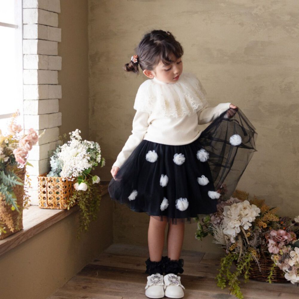 BACKYARD FAMILY「Rora 子供服 スカート 通販 ポップマム お花スカート フレアスカート キッズ 女の子 女子」|その他|ブラック1