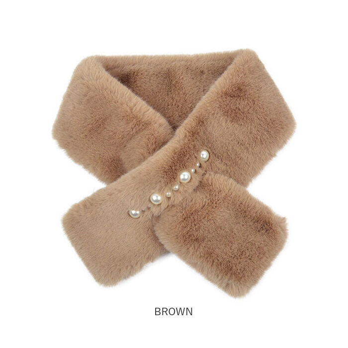 BACKYARD FAMILY「ティペット レディース ファー 通販 ミニマフラー マフラー 襟巻き 首巻き パール付 パール」|ストール|
