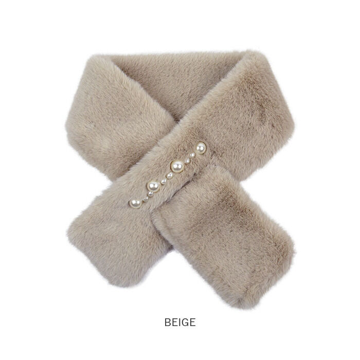 BACKYARD FAMILY「ティペット レディース ファー 通販 ミニマフラー マフラー 襟巻き 首巻き パール付 パール」|ストール|