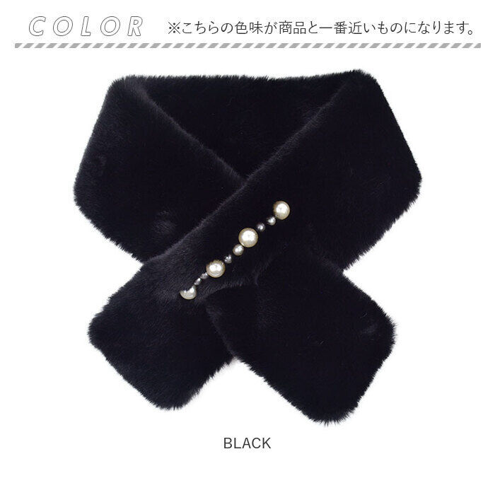 BACKYARD FAMILY「ティペット レディース ファー 通販 ミニマフラー マフラー 襟巻き 首巻き パール付 パール」|ストール|